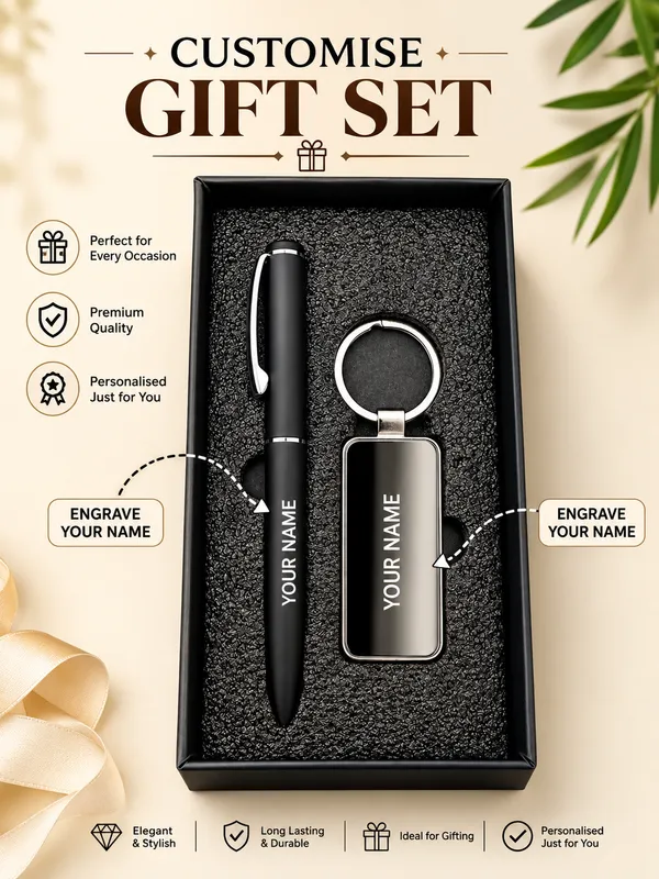 Black_Personalized_Pen_And_Keychain_Gift_Set_Pack_Of_2