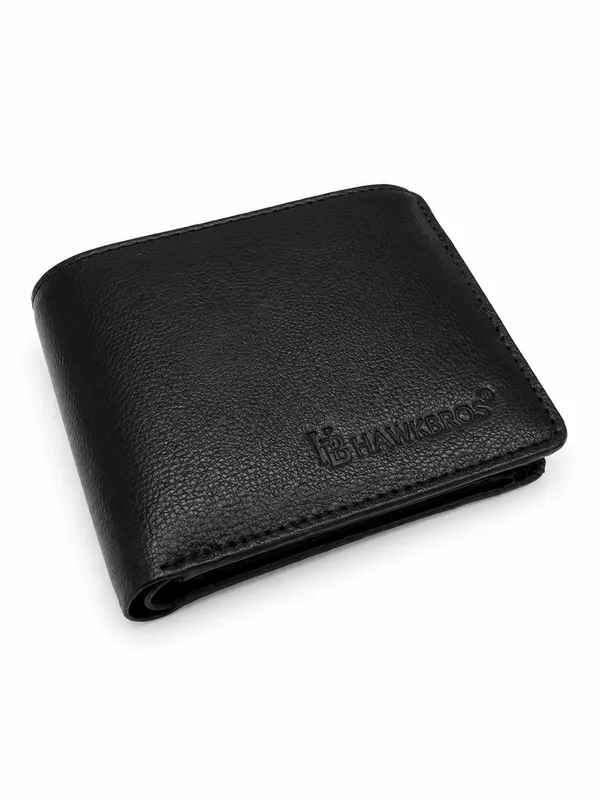 Black_Faux_Leather_Textured_Bifold_Wallet_For_Men