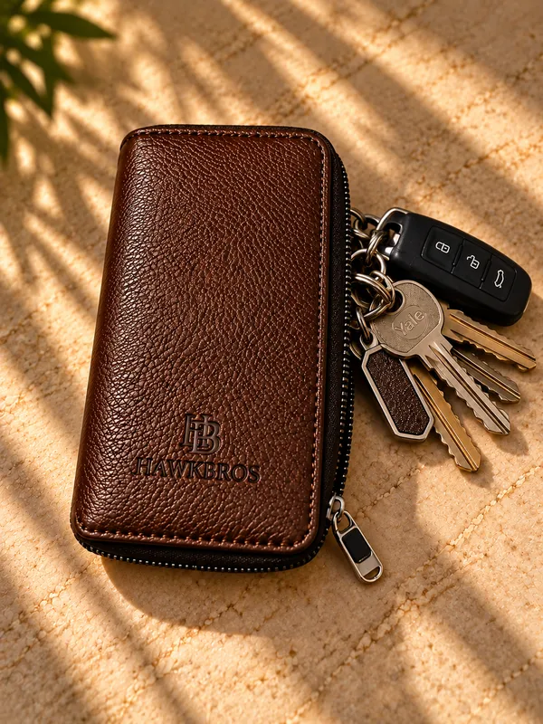 Brown_Faux_Leather_Key_Pouch_For_Unisex