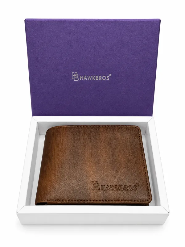 Brown_Faux_Leather_Textured_Bi-Fold_Wallet_For_Men