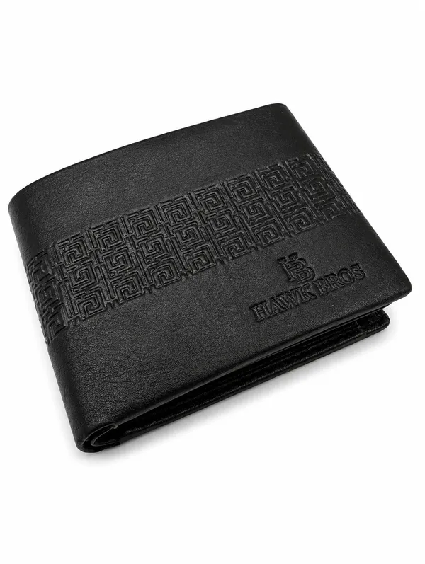 Black_Leather_Geometric_Band_Bi-Fold_Wallet_For_Men