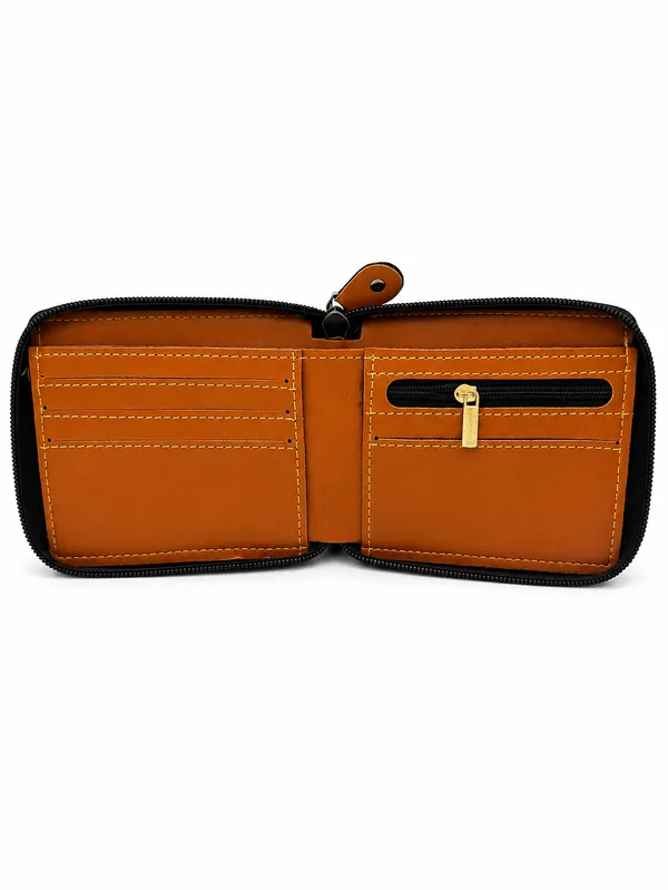 Brown_Faux_Leather_Zip_Wallet_For_Men