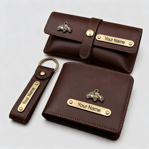 Brown_Faux_Leather_Wallet_And_Keychain_Gift_Set_For_Men_Pack_Of_3