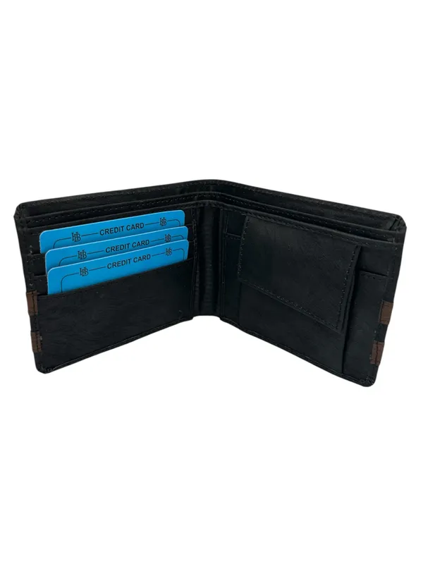 Black_Faux_Leather_Striped_Bifold_Wallet_For_Men