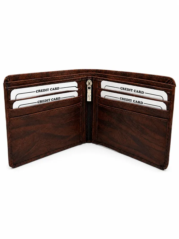 Brown_Faux_Leather_Textured_Bifold_Wallet_For_Men