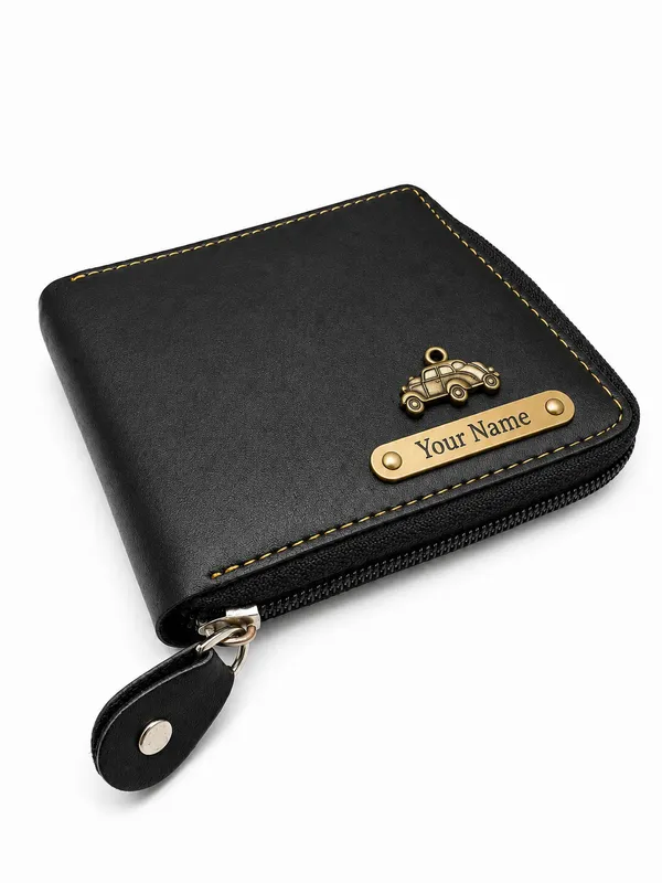 Black_Faux_Leather_Textured_Zip-Around_Wallet_For_Men
