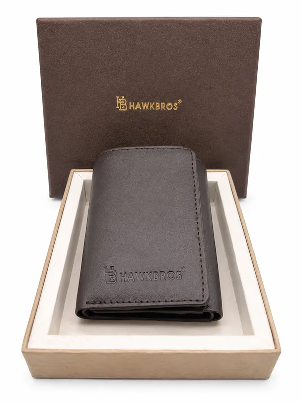 Brown_Faux_Leather_Textured_Bifold_Wallet_For_Men