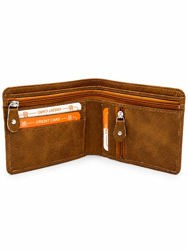 Brown_Faux_Leather_Contrast_Stitch_Bifold_Wallet_For_Men