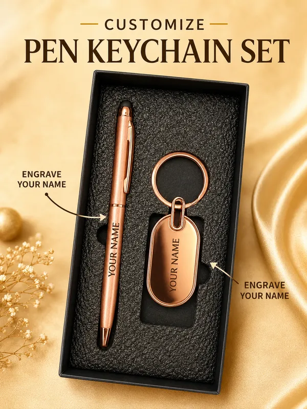 Rose_Gold_Personalized_Pen_And_Keychain_Gift_Set_Pack_Of_2