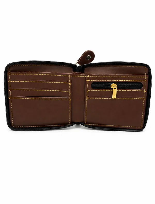 Brown_Faux_Leather_Zip-Around_Zipper_Wallet_For_Men