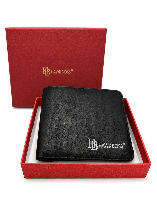 Black_Faux_Leather_Textured_Bifold_Wallet_For_Men