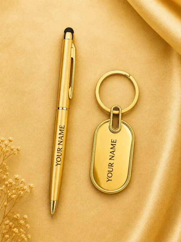 Gold_Personalized_Pen_And_Keychain_Gift_Set_Pack_Of_2