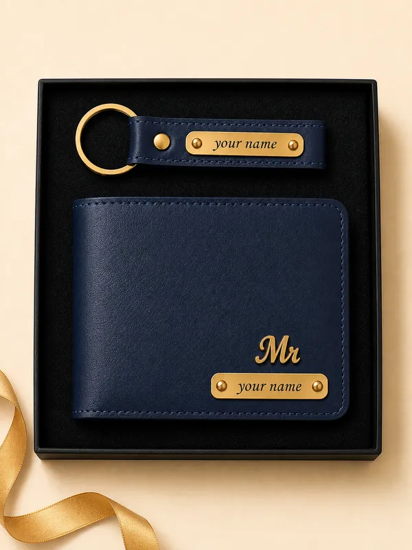 Navy_Faux_Leather_Personalized_Wallet_And_Keychain_Set_For_Men_Pack_Of_2