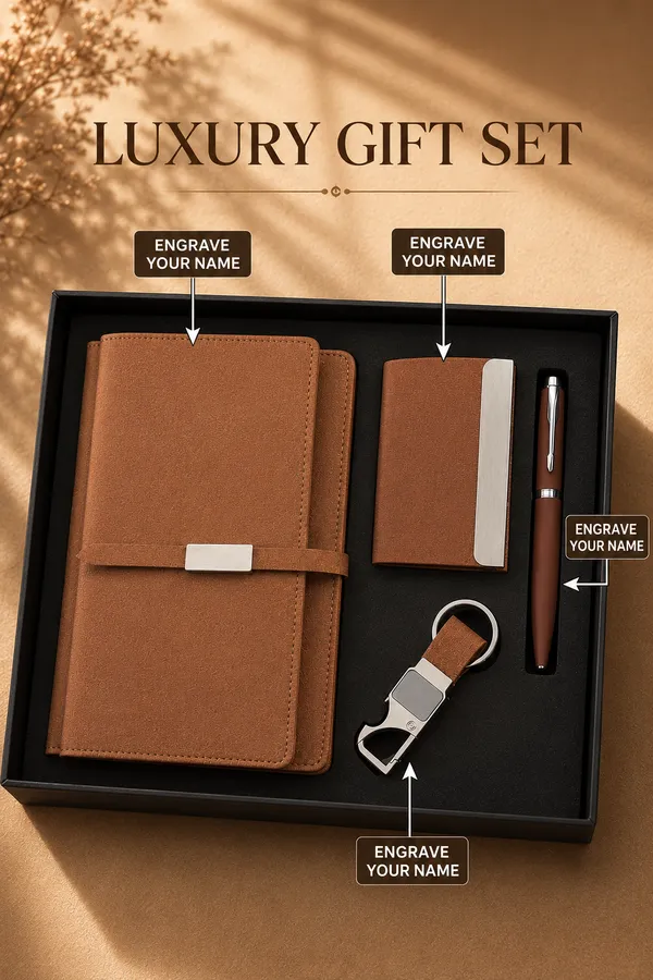 Brown_Faux_Leather_Notebook_Pen_And_Bottle_Opener_Keychain_Gift_Set_Pack_Of_3