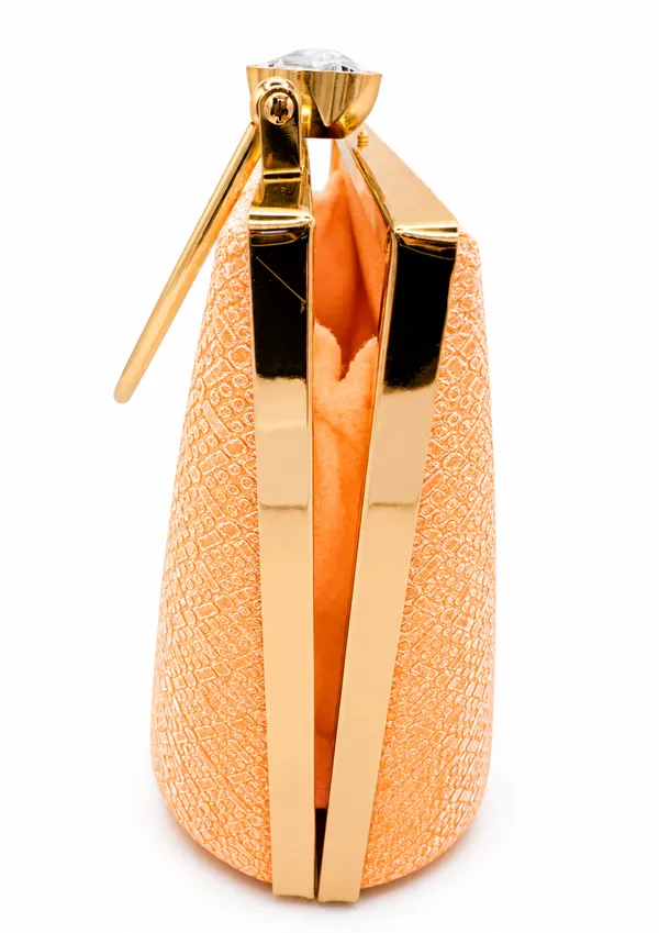Orange_Faux_Leather_Textured_Box_Clutch_Bag_For_Women