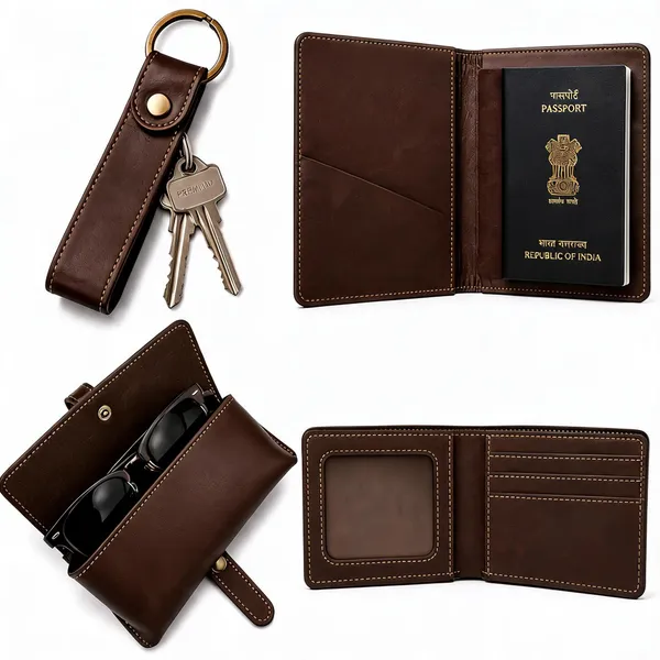 Brown_Faux_Leather_Travel_Wallet_Set_For_Men_Pack_Of_4