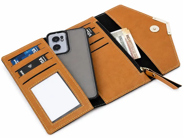 Tan_Faux_Leather_Foldover_Wallet_Clutch_For_Men