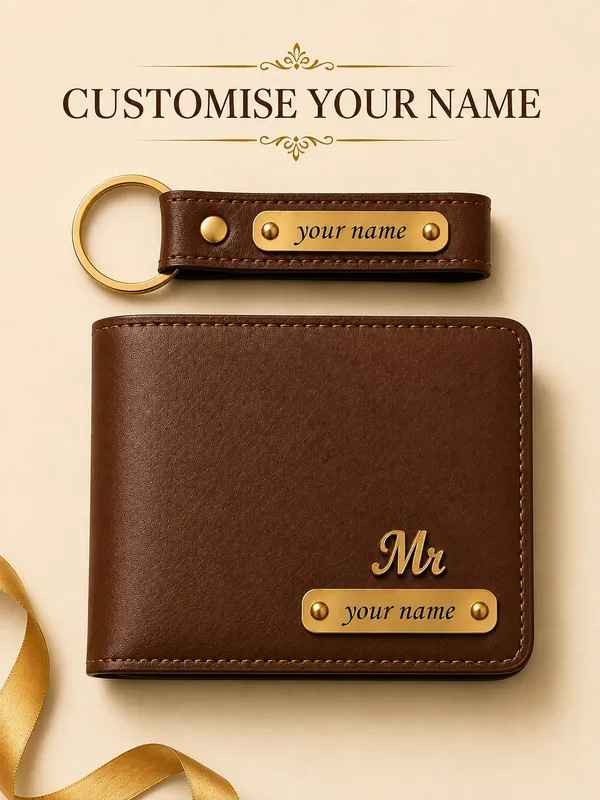 Brown_Faux_Leather_Personalized_Wallet_And_Keychain_Set_For_Men_Pack_Of_2