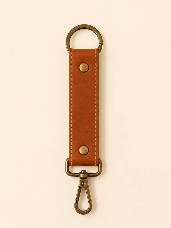 Brown_Faux_Leather_Personalized_Keychain_For_Men