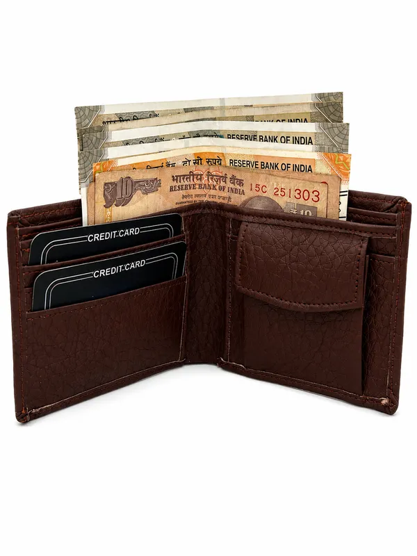 Brown_Faux_Leather_Embossed_Bifold_Wallet_For_Men