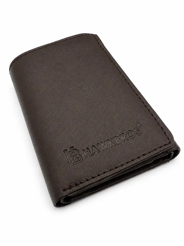 Brown_Faux_Leather_Textured_Bifold_Wallet_For_Men