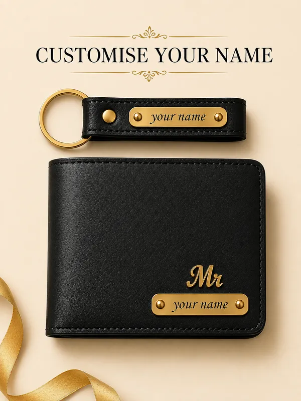 Black_Faux_Leather_Personalized_Wallet_And_Keychain_Set_For_Men_Pack_Of_2
