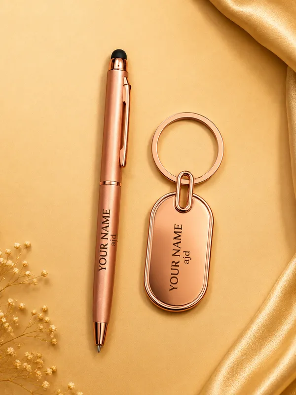 Rose_Gold_Personalized_Pen_And_Keychain_Gift_Set_Pack_Of_2
