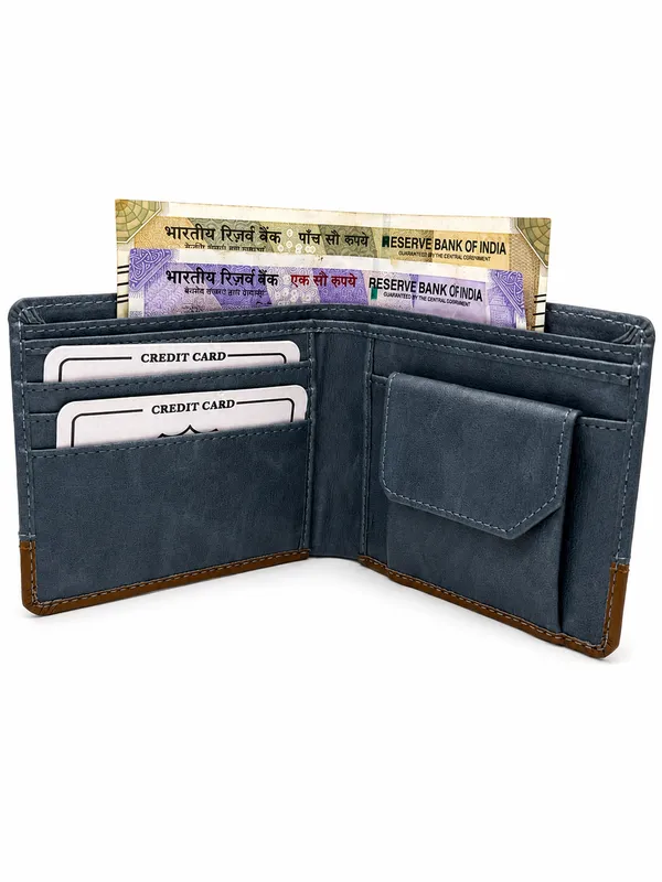 Blue_Brown_Faux_Leather_Two-Tone_Bifold_Wallet_For_Men