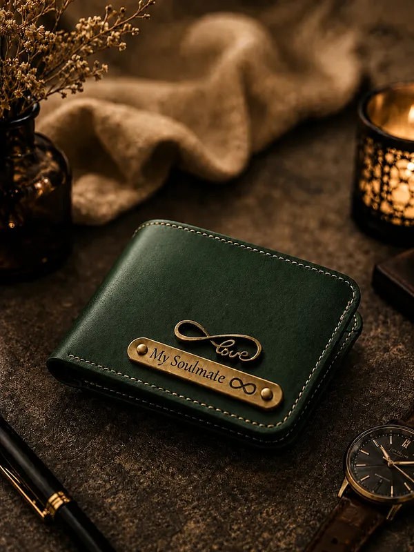 Green_Faux_Leather_Textured_Bifold_Wallet_For_Men