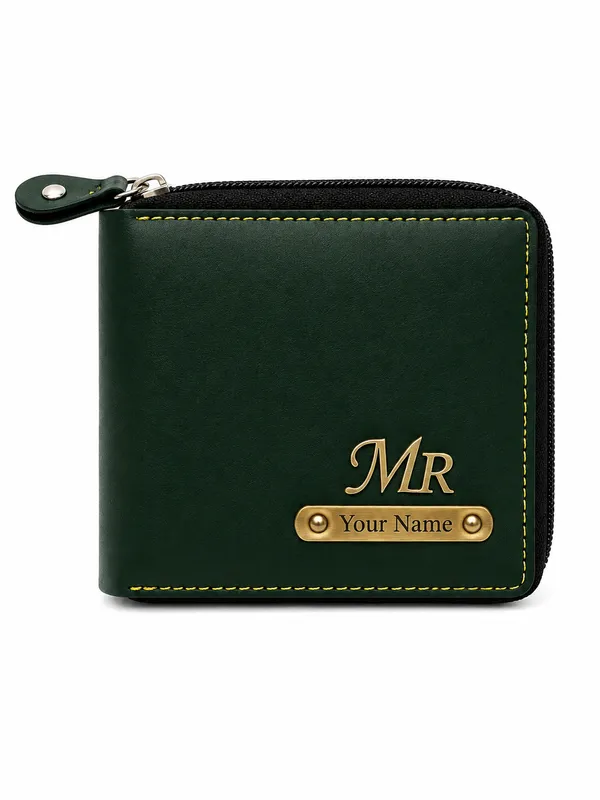 Green_Faux_Leather_Zip-Around_Zipper_Wallet_For_Men