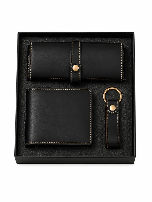 Black_Faux_Leather_Wallet_Belt_And_Keychain_Set_For_Men_Pack_Of_3