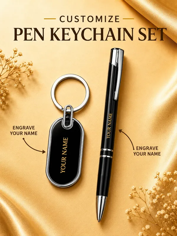 Black_Personalized_Pen_And_Keychain_Gift_Set_Pack_Of_2