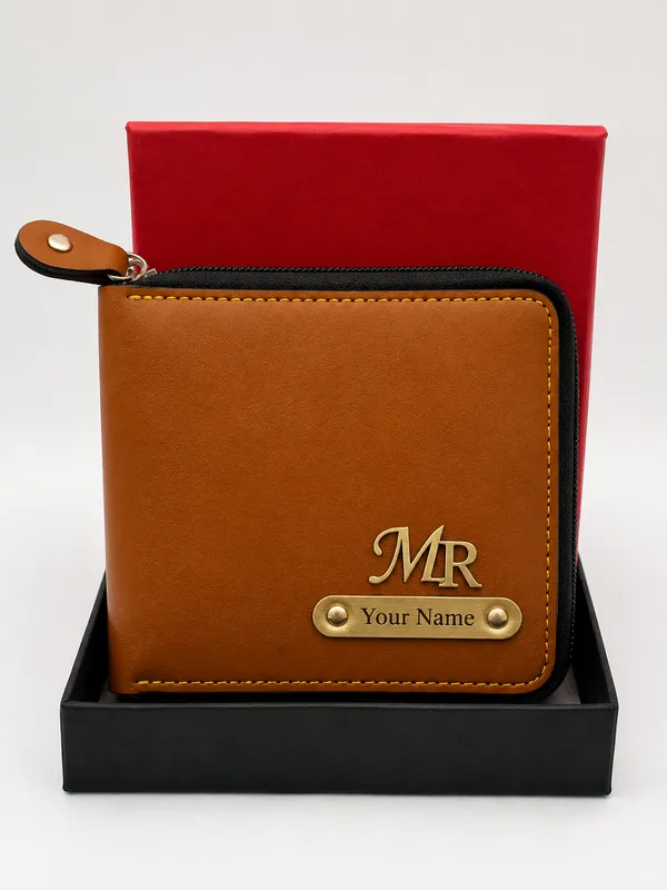 Brown_Faux_Leather_Zip-Around_Zipper_Wallet_For_Men