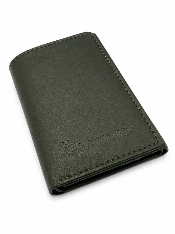 Green_Faux_Leather_Textured_Compact_Wallet_For_Men