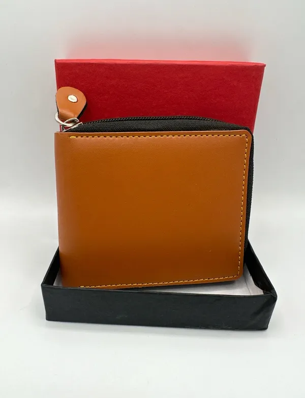 Brown_Faux_Leather_Zip_Wallet_For_Men