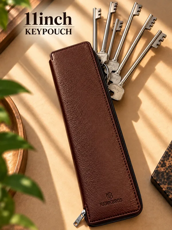 Brown_Faux_Leather_Key_Pouch_For_Unisex