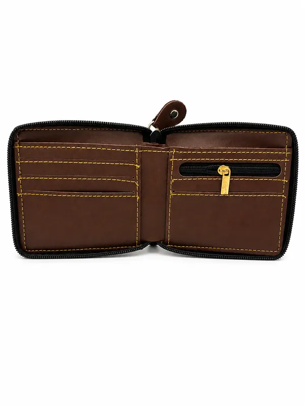 Brown_Faux_Leather_Zip_Around_Wallet_For_Men
