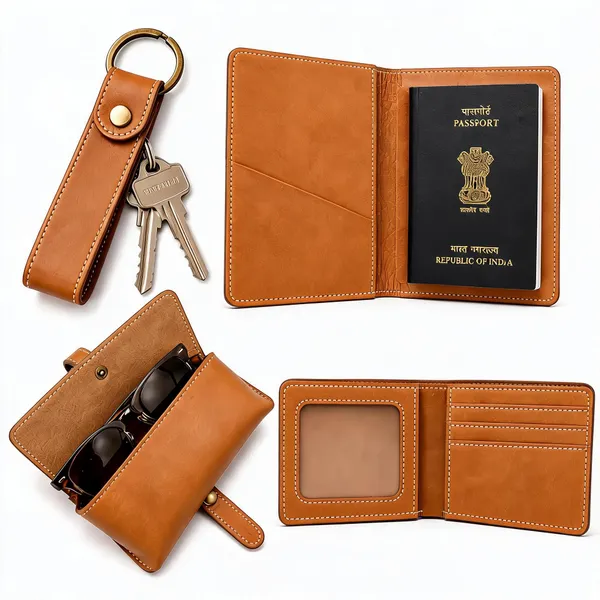 Brown_Faux_Leather_Travel_Wallet_Set_For_Men_Pack_Of_4