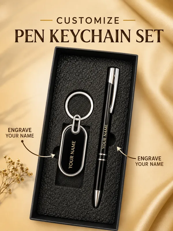 Black_Personalized_Pen_And_Keychain_Gift_Set_Pack_Of_2