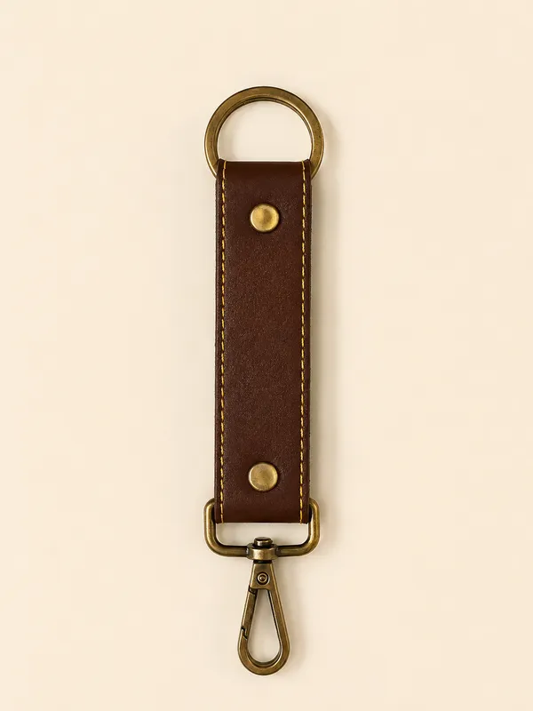Brown_Faux_Leather_Personalized_Keychain_For_Men