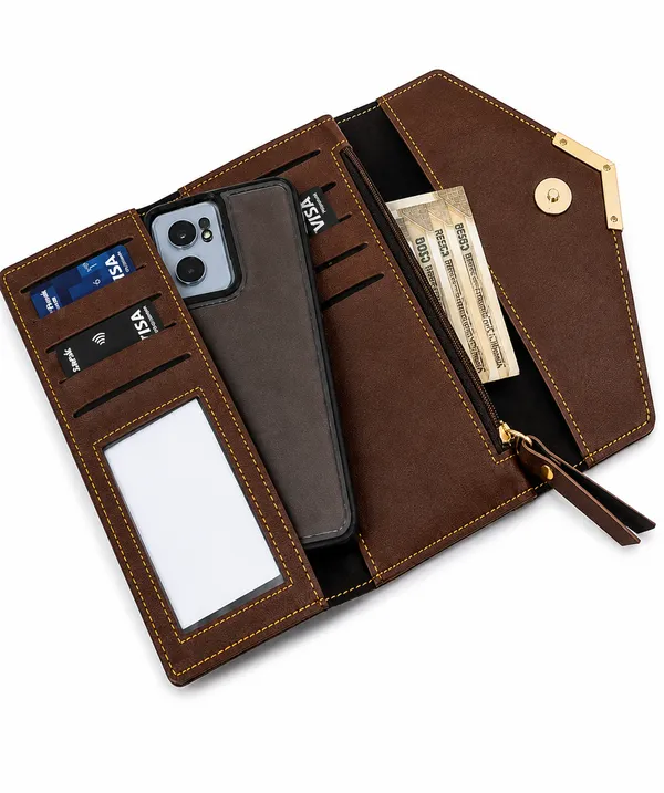 Brown_Faux_Leather_Flap_Clutch_Wallet_For_Men