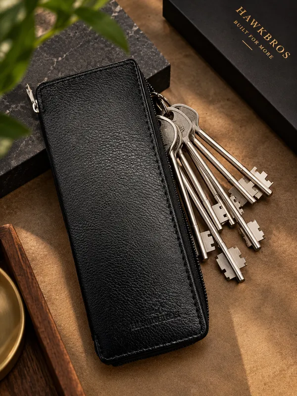 Black_Faux_Leather_Key_Pouch_For_Unisex