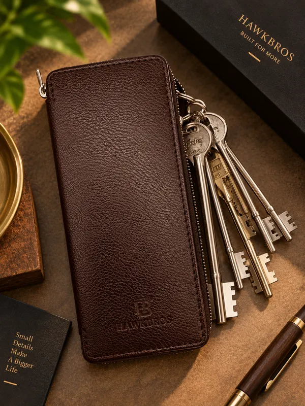 Brown_Faux_Leather_Key_Pouch_For_Unisex