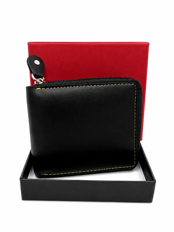 Black_Faux_Leather_Zip_Around_Wallet_For_Men