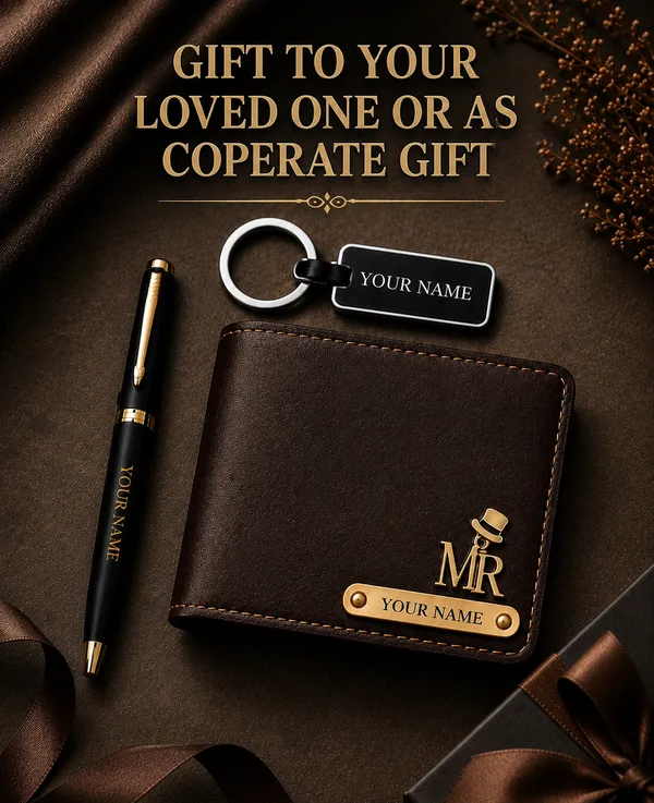 Brown_Faux_Leather_Wallet_Pen_Keychain_Gift_Set_For_Men_Pack_Of_3