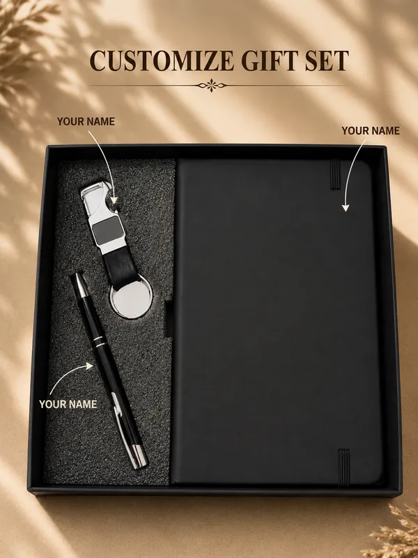 Black_Faux_Leather_Notebook_Pen_And_Keychain_Gift_Set_Pack_Of_3