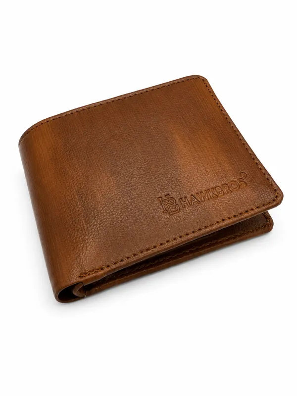 Brown_Faux_Leather_Textured_Bifold_Wallet_For_Men