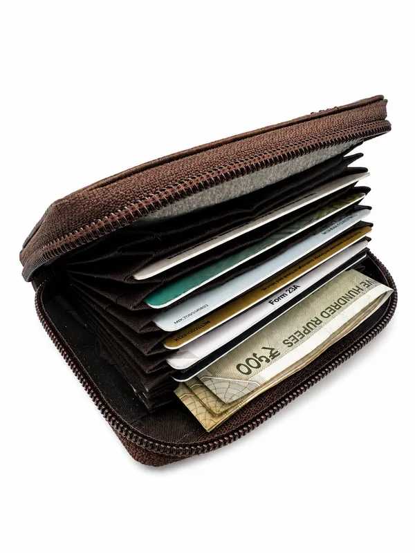 Brown_Faux_Leather_Zip_Around_Bifold_Wallet_For_Men