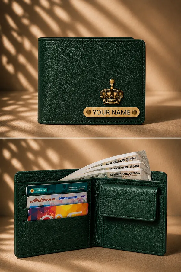 Green_Faux_Leather_Bi-Fold_Wallet_For_Men