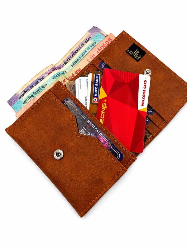 Brown_Faux_Leather_Snap_Pocket_Bifold_Wallet_For_Men
